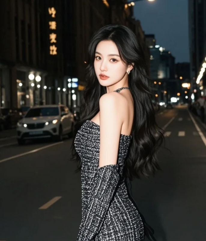 她在光影之间行走，美得像一场不真实的梦