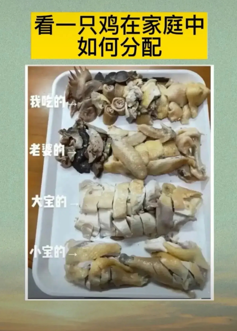 一只鸡看懂男人的地位。