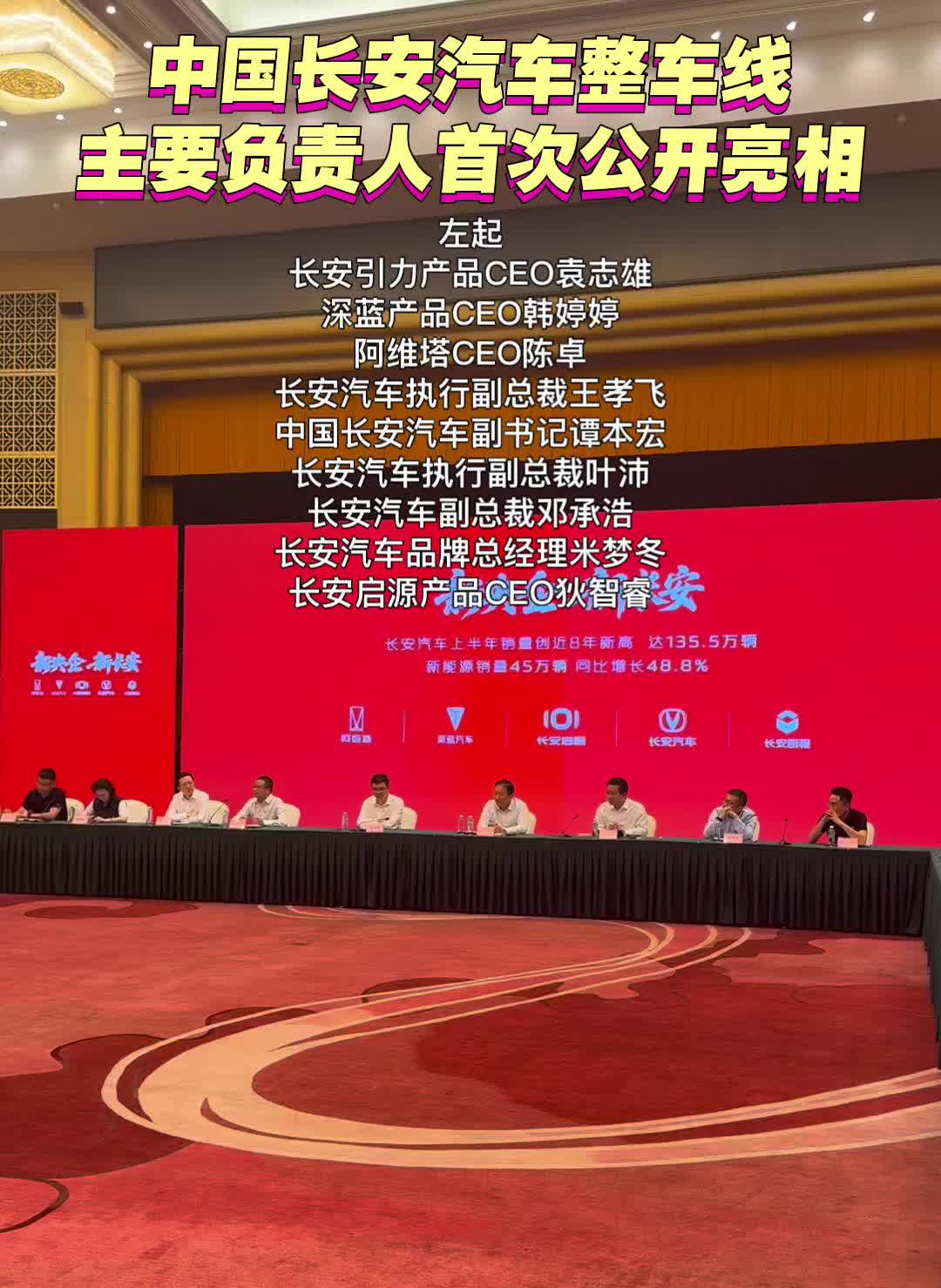 中国长安汽车整车线主要负责人首次公开亮相。
左起，长安引力产品CEO袁志雄，深