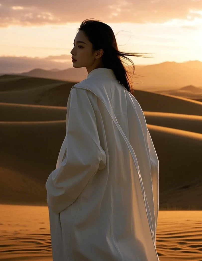 沙海倩影：美女漫步沙漠的浪漫瞬间