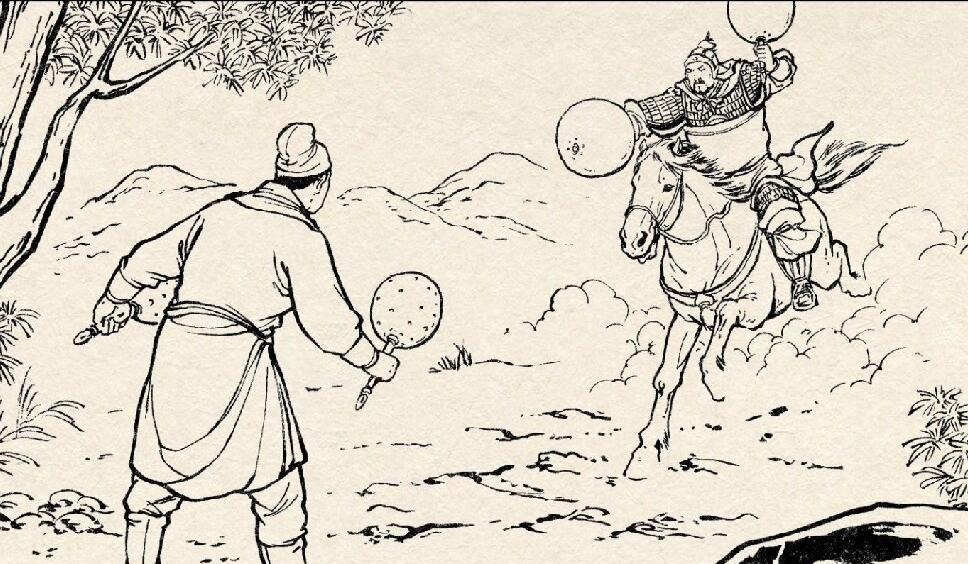空锤大将齐国远追赶黑如虎，被挂锤庄庄主梁世泰拦住，心中不快：