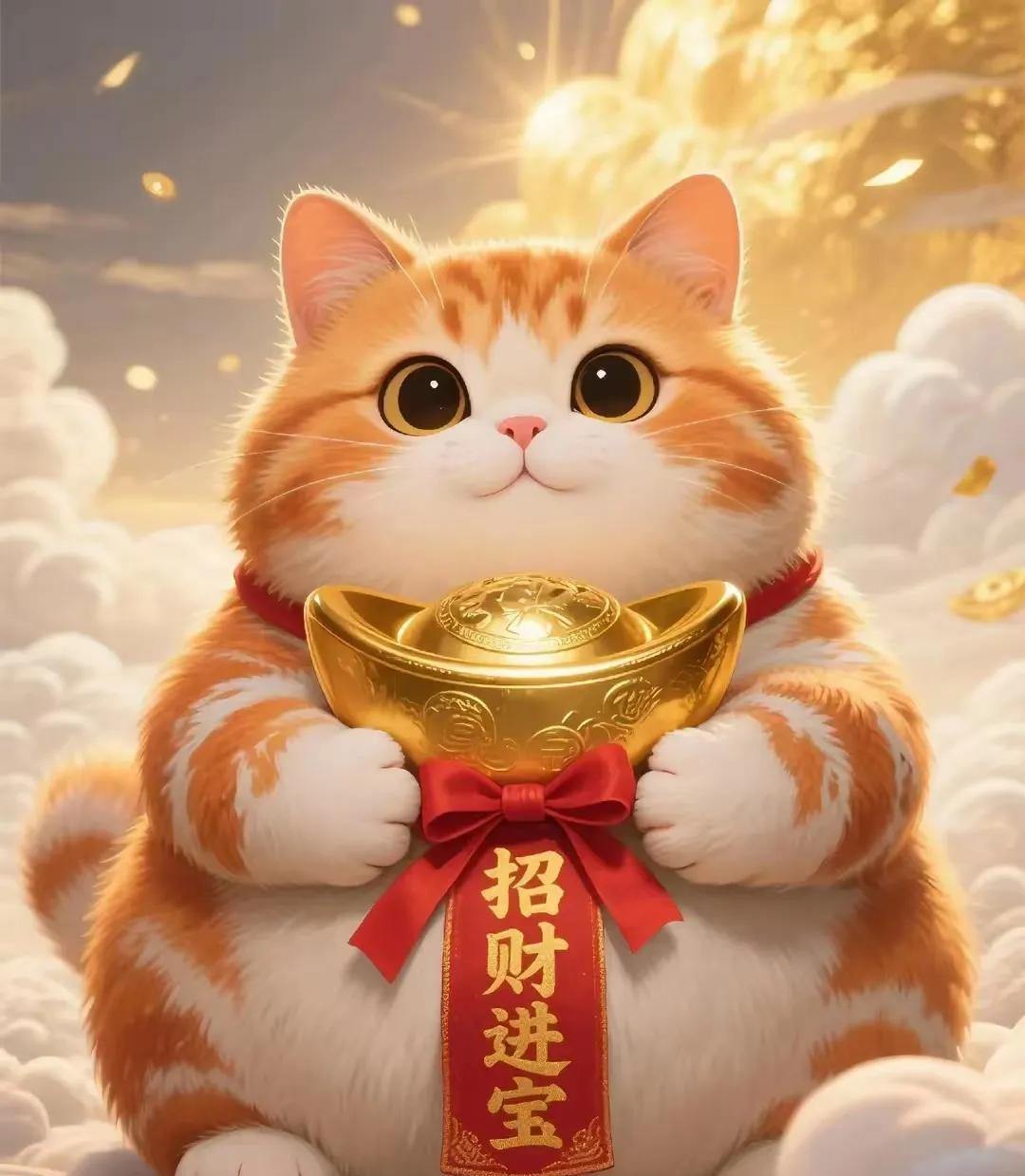 招财猫，送元宝
财源滚滚往家跑
