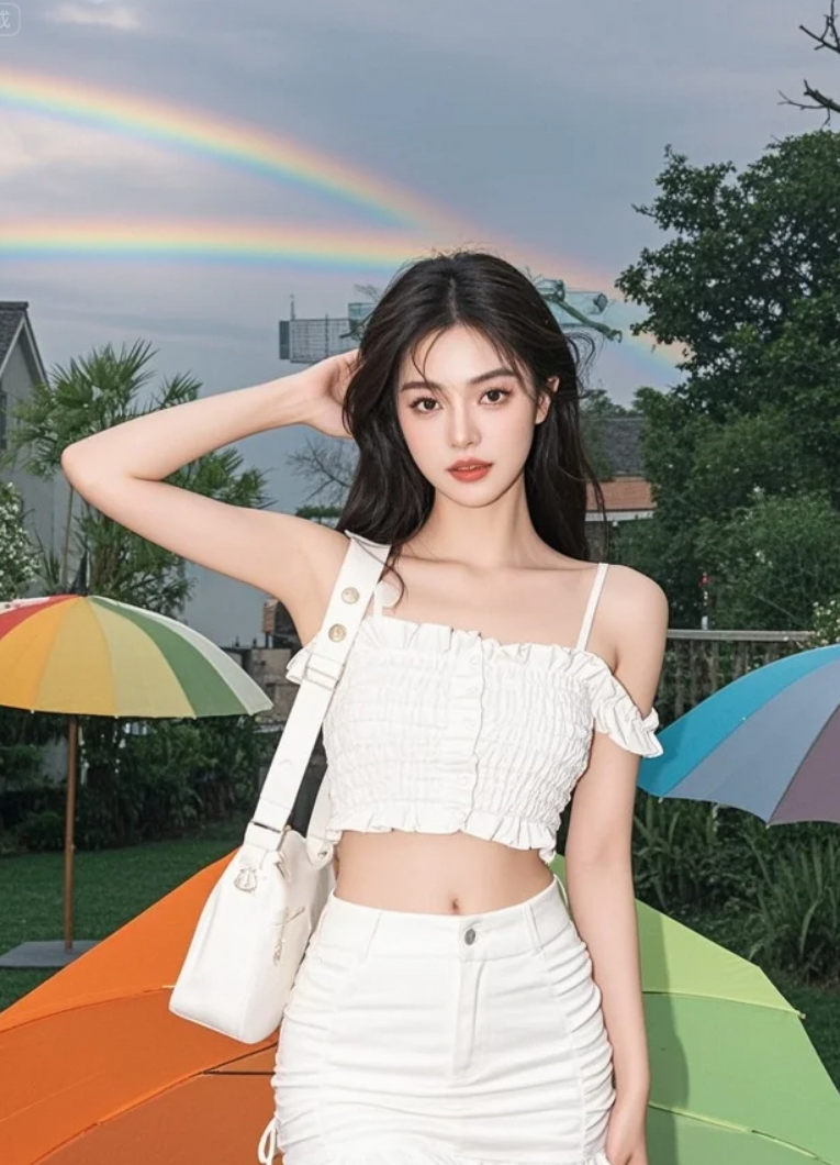 雨后的光，穿透云层，恰好落在她仰起的脸上。