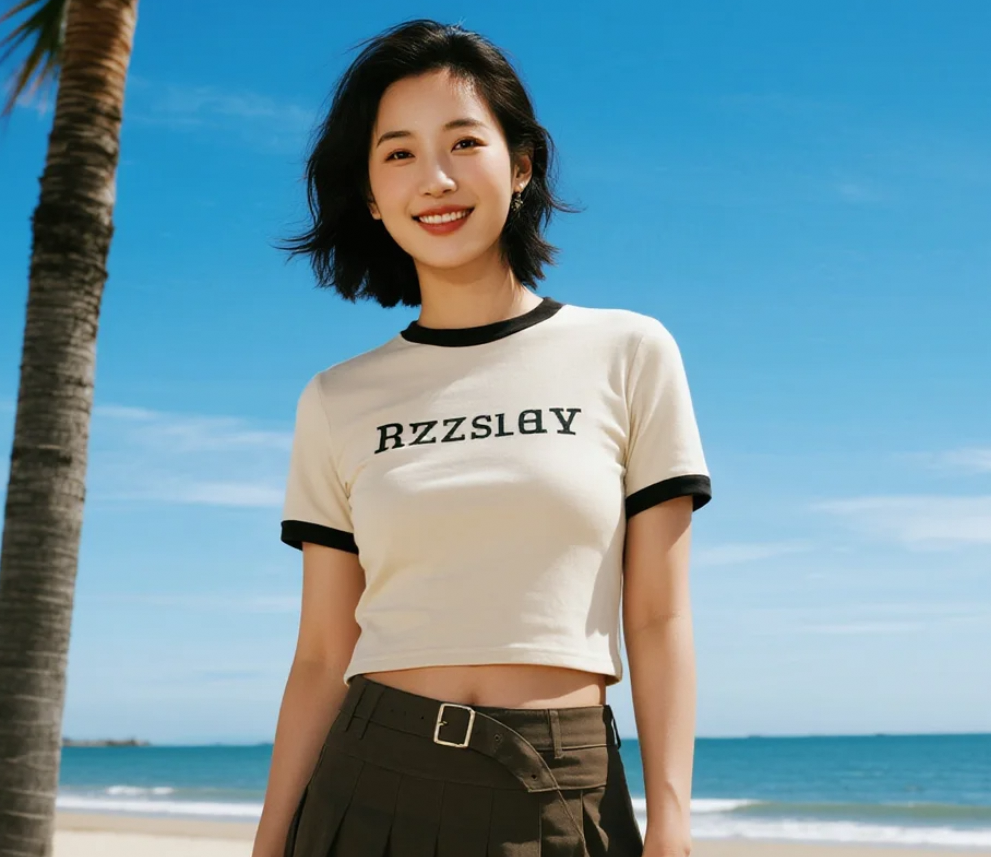 她对着蓝天微笑，仿佛时间都在此静止