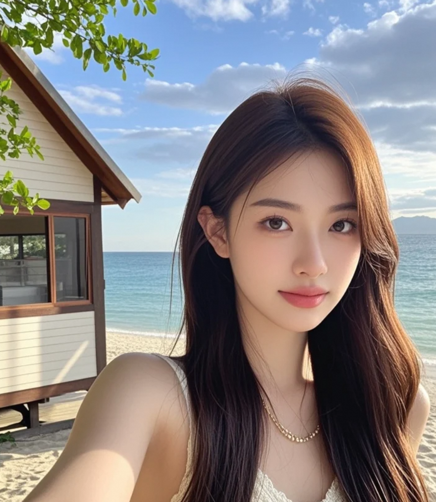 淡妆出街，却被大海夸了一句“真美”🌊