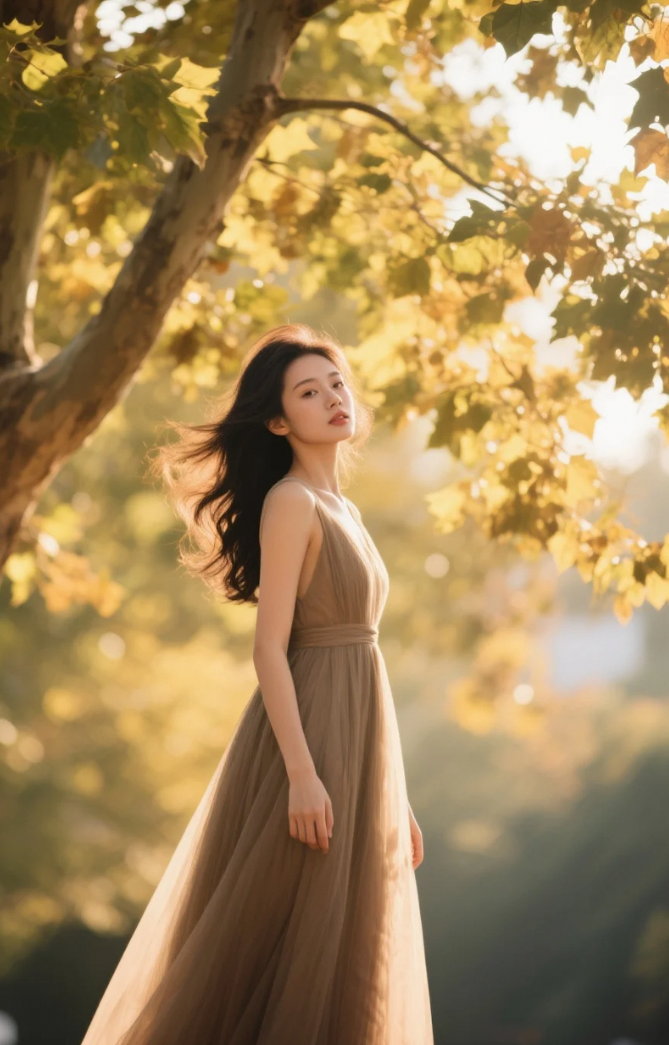 梧桐叶落时，她站在光影里不说话