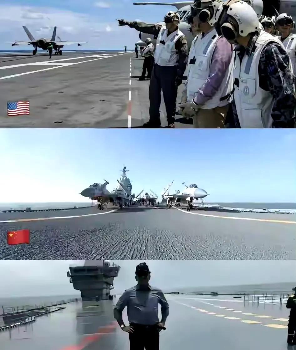 中美印三国航母甲板对比，印度为了好看，在甲板上打蜡让它变光滑。知道为什么印度一年