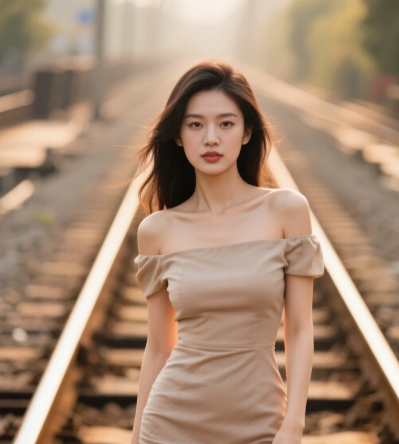 你更爱她发梢的阳光，还是铁轨上斑驳的树影？