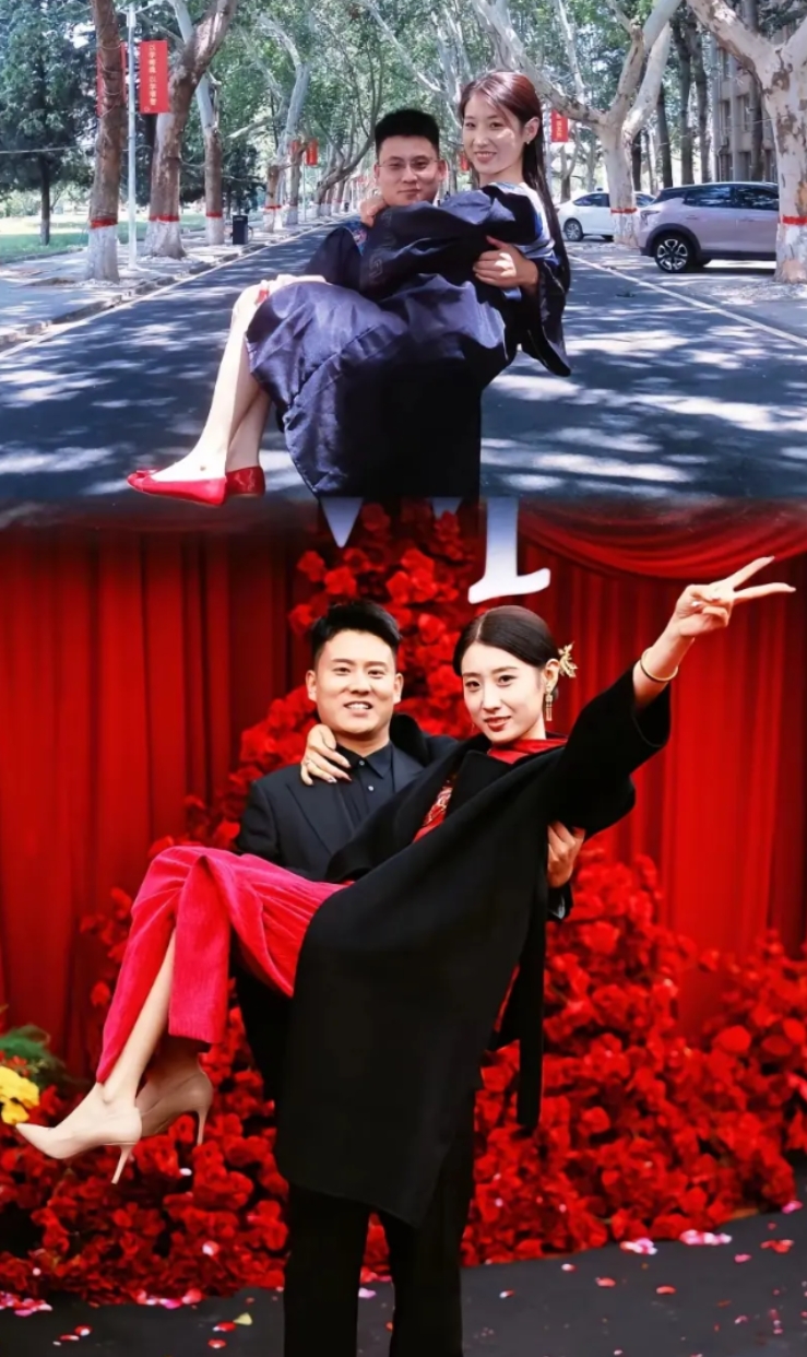 动作都一样，这小子有福气。