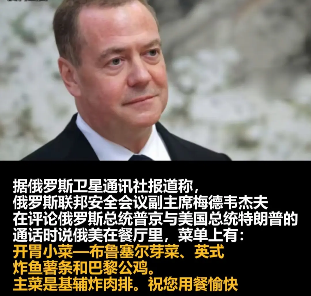 还得梅德韦杰夫，也谈菜单论。