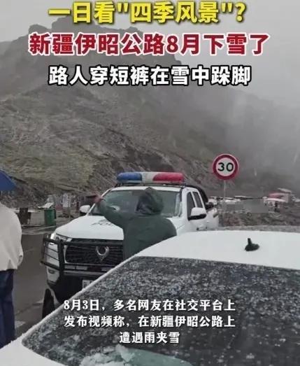 六月飞雪不是传闻，而是真真实实的存在。8月2日，不少游客在新疆伊昭公路亲身体验了