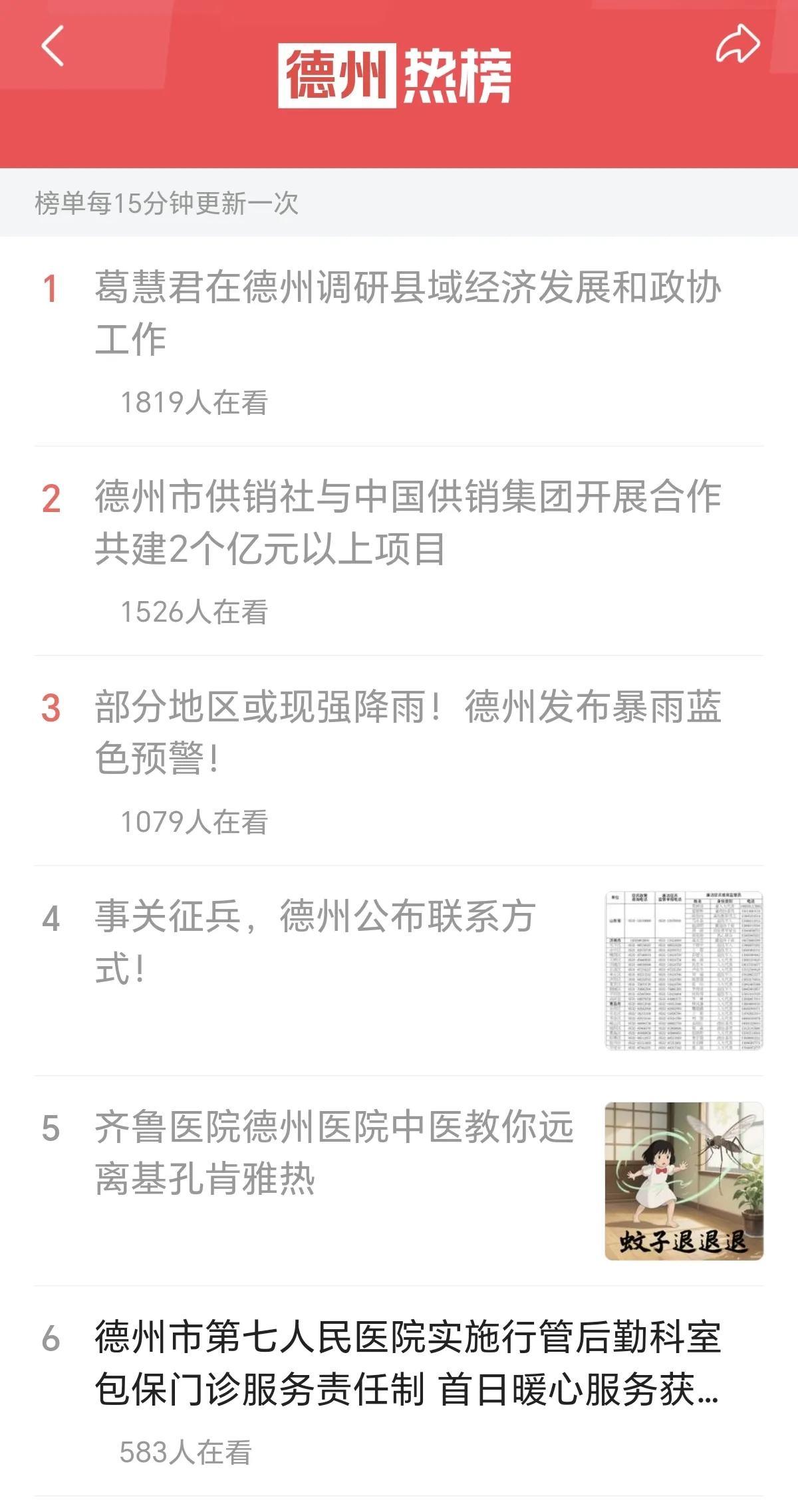 大家看一下，整个德州热点全部是官媒报道的新闻，而这些新闻阅读量多则一二千，少则几