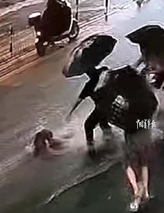 泪目！

湖北宜昌，男子回家时，突降暴雨，他赶紧到边上躲雨，突然，发现水中冲
