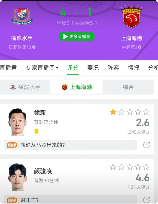 来看看把上海海港打成筛子的横滨水手在J联赛是什么水平吧。
上个赛季，横滨水手在J
