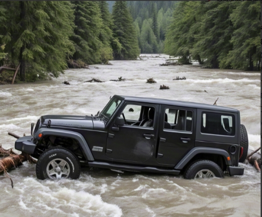 河南郑州，郭女士贷款买了新车，带家人去洛阳游玩，不料一场大暴雨，山洪暴发，新车直