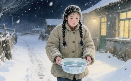 爱一个人最卑微的样子是什么样子。  我想了想，是在雪地里端着一盆凉透的洗脚水，一步一步往回走。