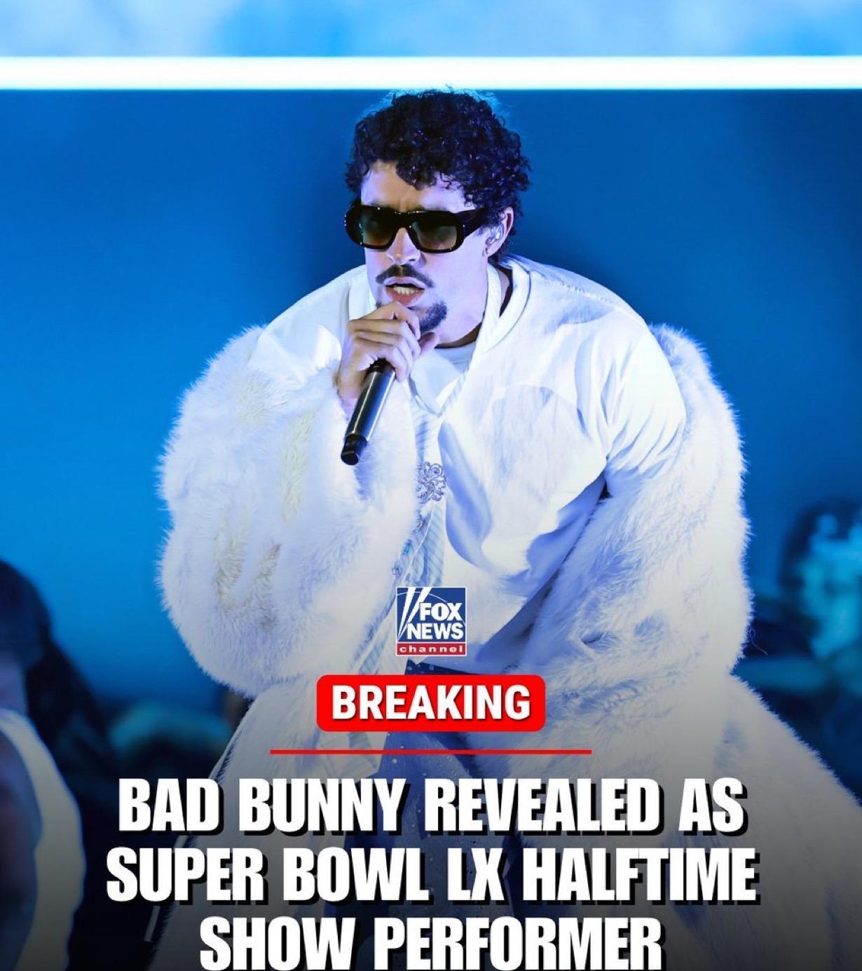 美国国家橄榄球联盟 (NFL) 周日宣布，拉丁歌手坏兔子Bad Bunny 将领
