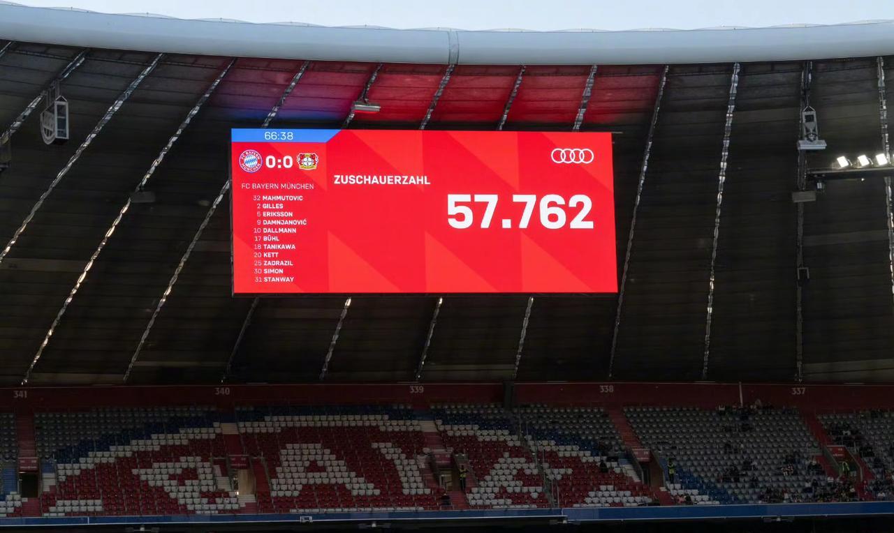 拜仁女足与勒沃库森女足观众人数57762人！！！创造德国女足比赛观众人数新纪录！