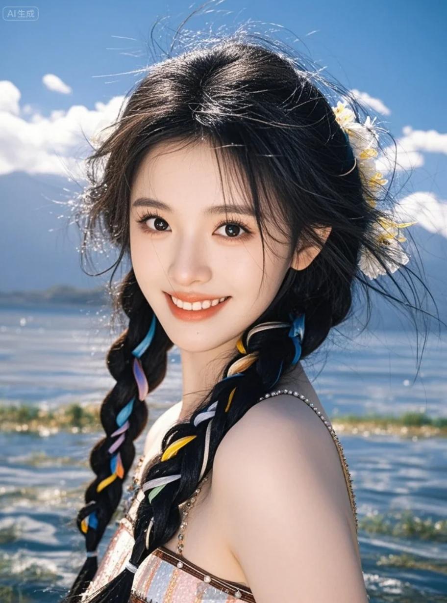 纳西族少女在黑龙潭边轻抚垂柳：“拍我像水墨里走出来”