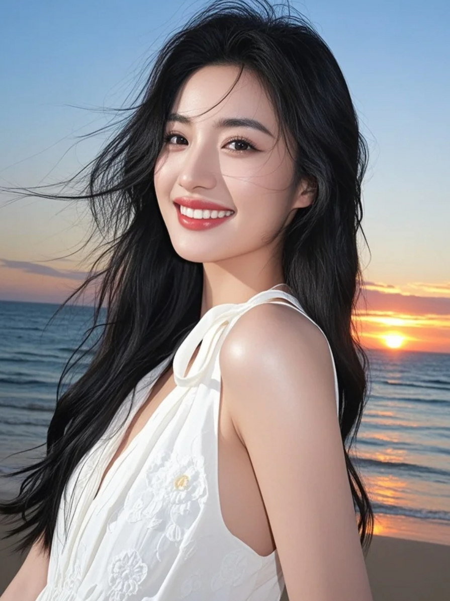 夕阳熔化了现实，她行走在梦境边缘