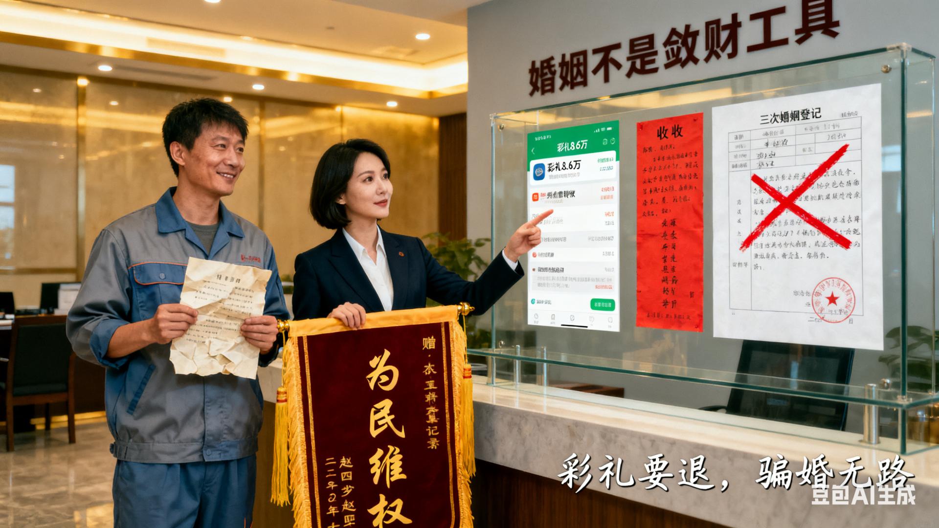 3年闪婚3次骗走34万！小伙8.6万彩礼要泡汤？律师凭3个证据逼她全退回！