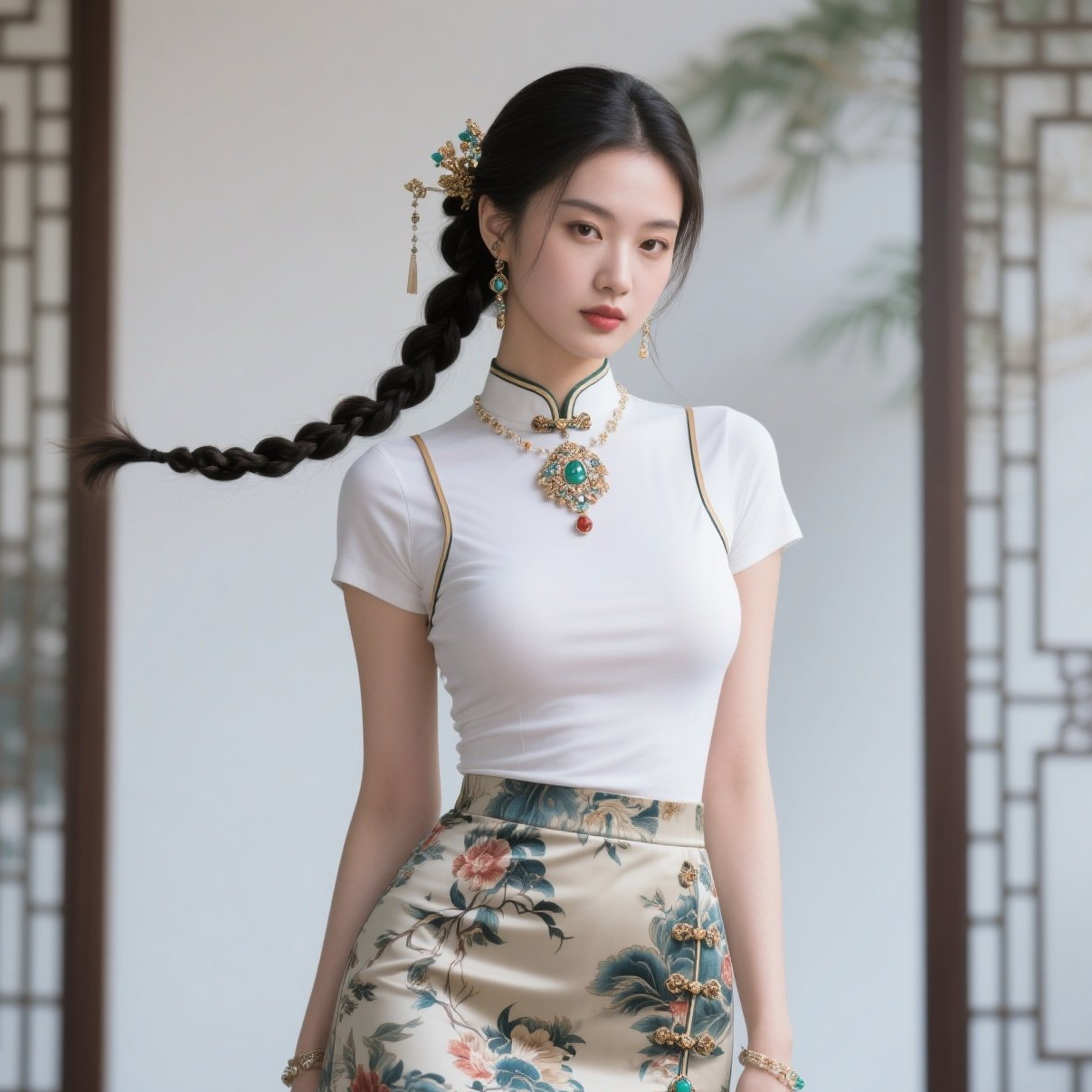 美眉旗袍步生莲，丰腴身姿最流连