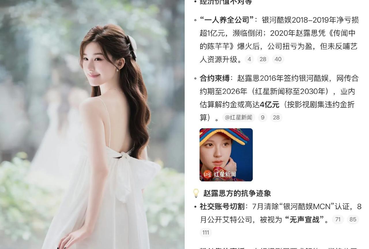 真的让人意想不到啊，
难怪赵露思会崩溃，
原来，她和公司解约的话，违约金竟然高达