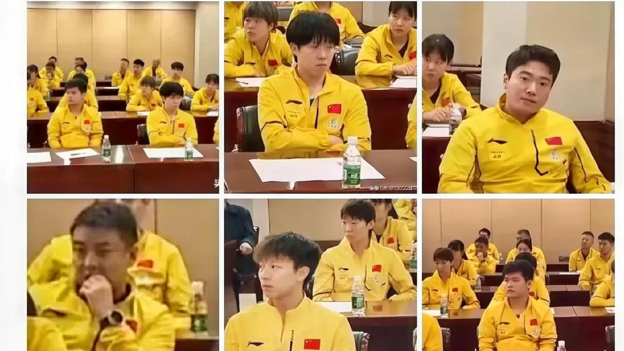 昨天国乒开大会，当大家都聚精会神听讲时，镜头里却捕捉到三个“走神”的瞬间：王楚钦