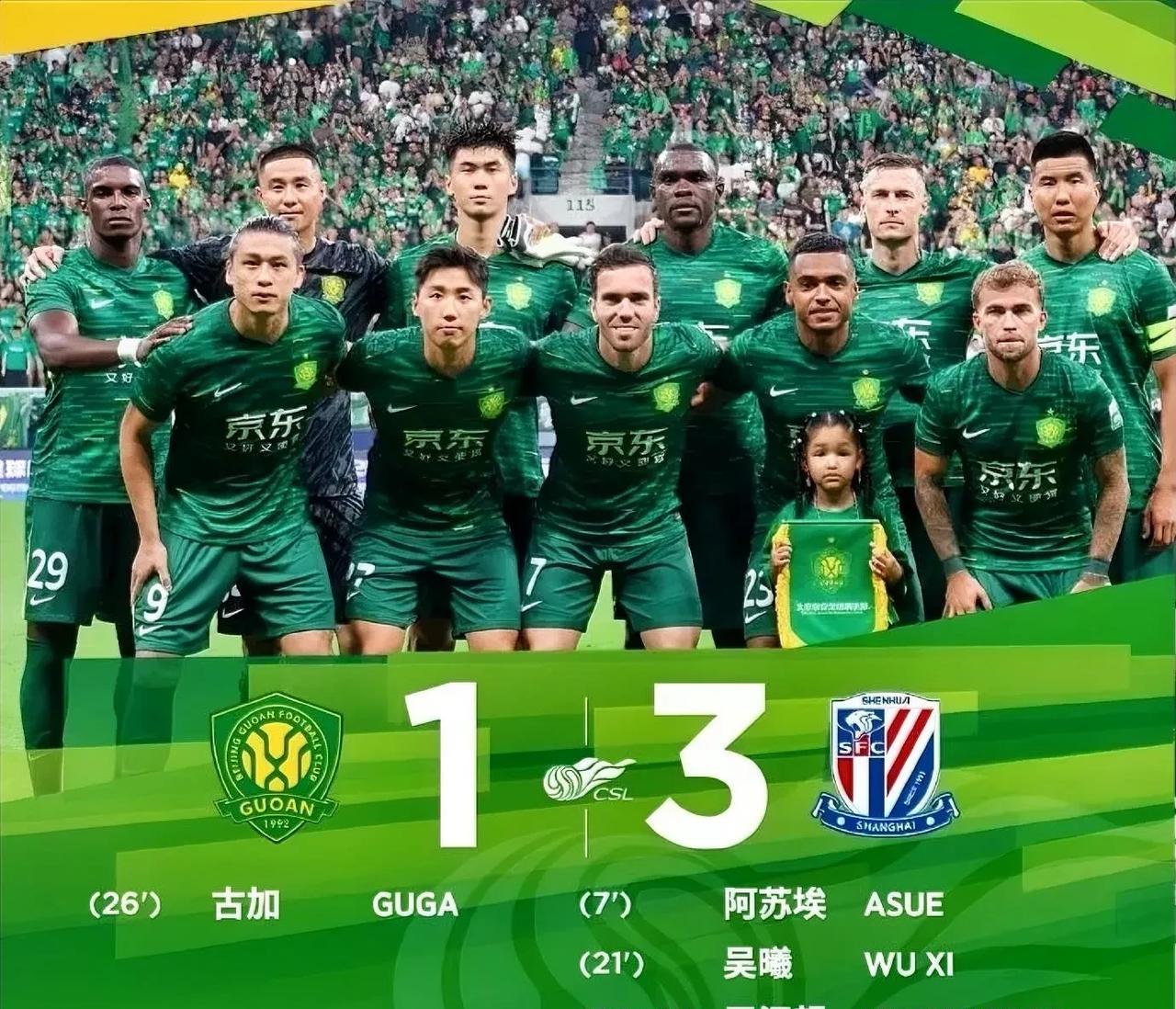 国安永争冠军，中超国家德比大战国安1-3惨败申花！
在刚刚结束的中超国家德比大战