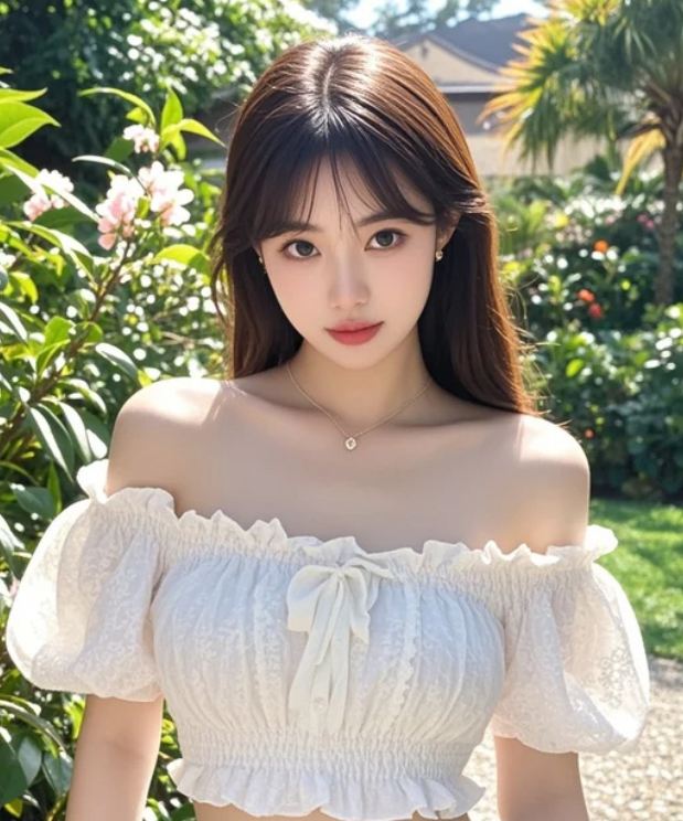 阳光洒落花园，她的美无以伦比