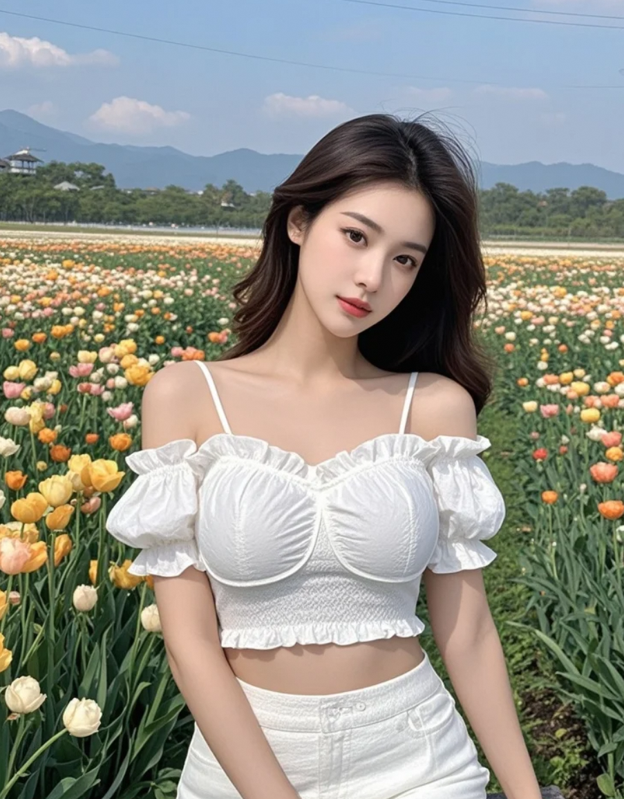 她穿行在花海间，美得像一首诗