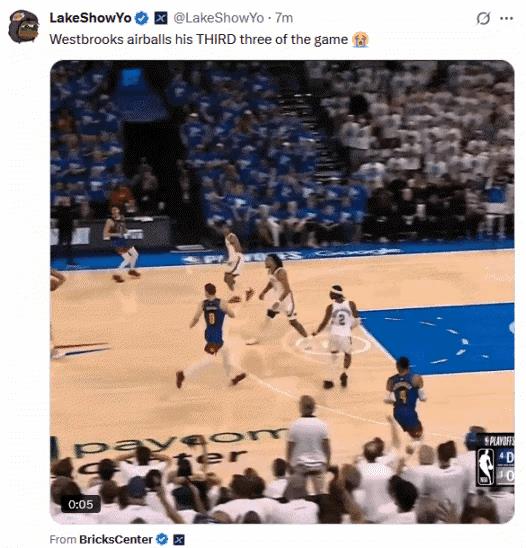#nba# 威少巨大的自信啊，可能真没有了。
雷霆看着威少，真不防守啊，就让他投