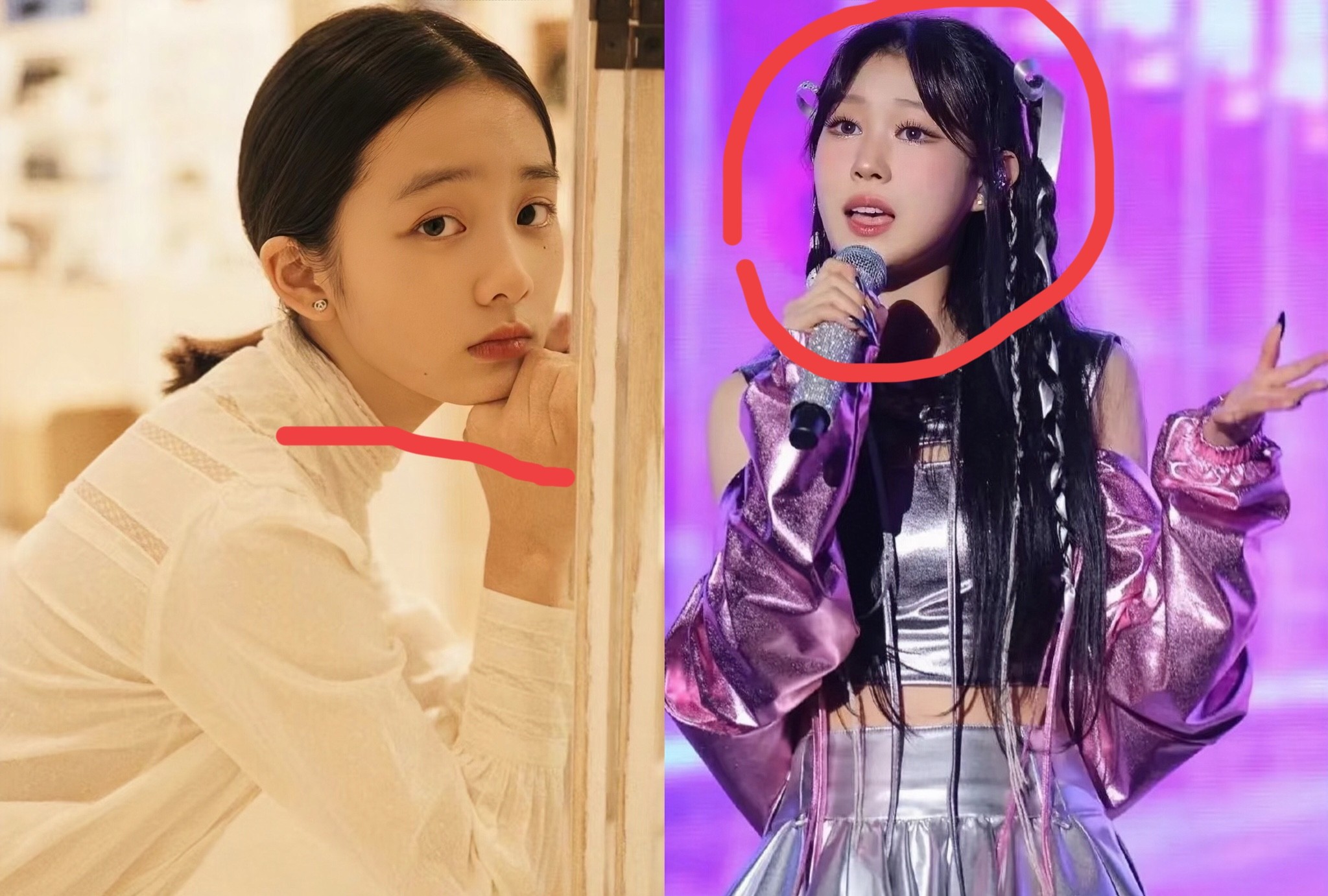 对比一下黄磊女儿，

你就会发现沈佳润能在韩国出道，

不是因为她爸​是