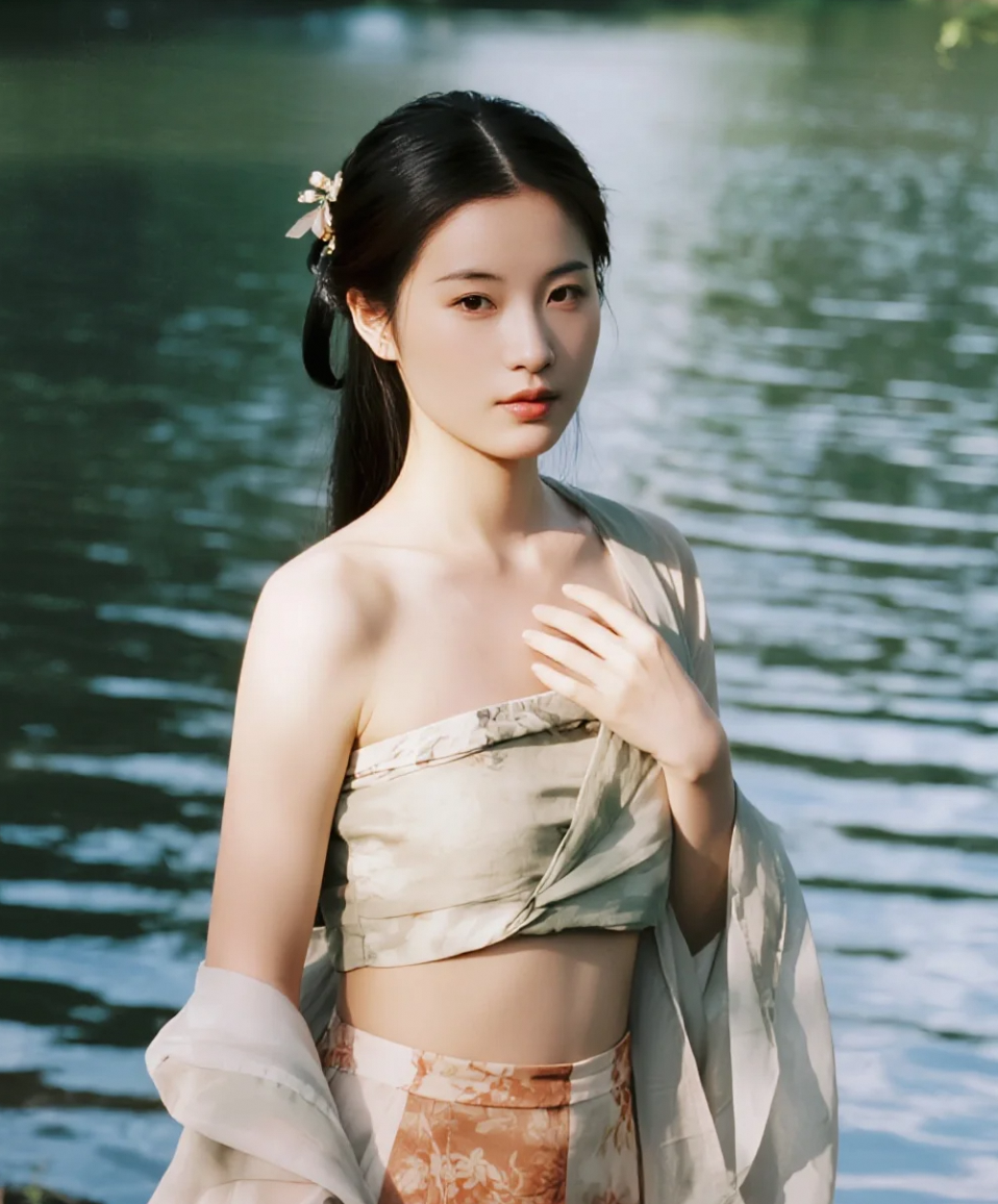 湖边邂逅古风美人，你会多看一眼吗？
