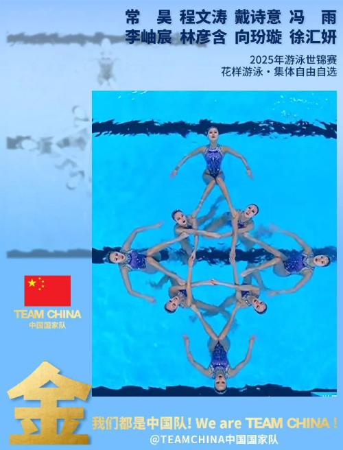 7月20日在新加坡举办的2025年世界泳联世锦赛花样游泳集体自由自选项目中四川体