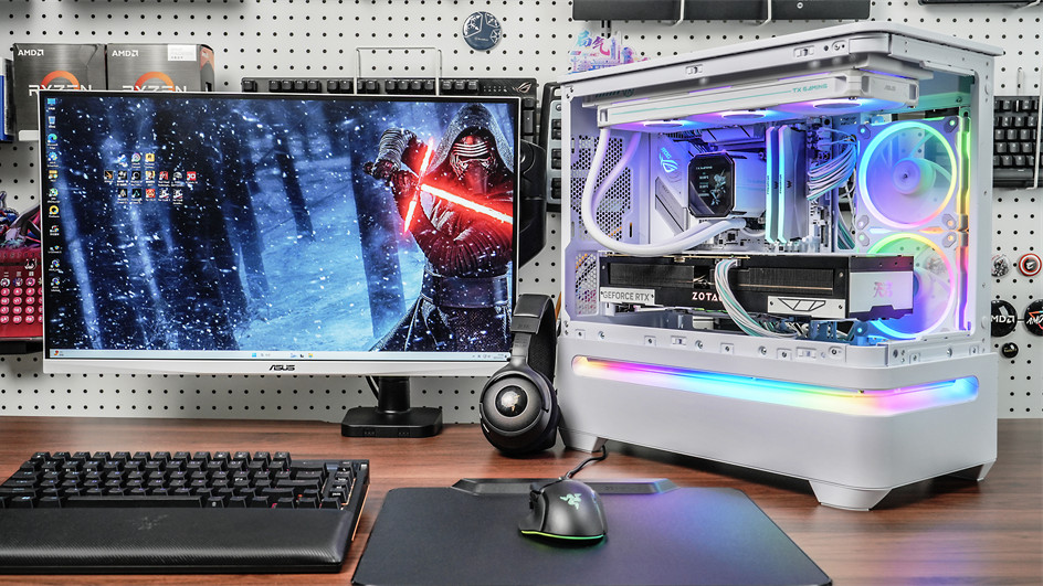 华硕AP202灵光岛悬浮海景房+9950X3D+ROG B850-G+索泰5080的华硕半全家桶装机