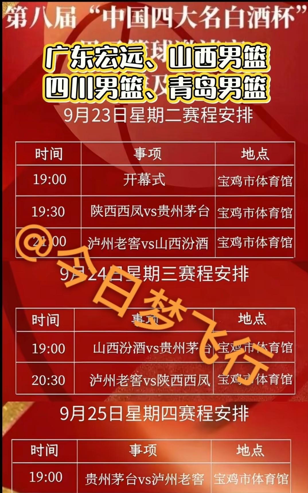 中国四大名白酒杯即将开打，揭幕战广东队首战青岛队！
第八届中国四大名白酒杯，9月