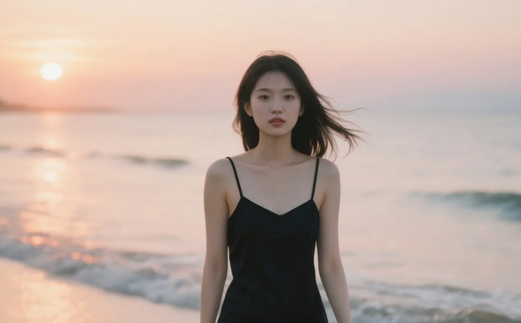 这条连衣裙让我想起了夏天的味道，还有这片美丽的海滩。