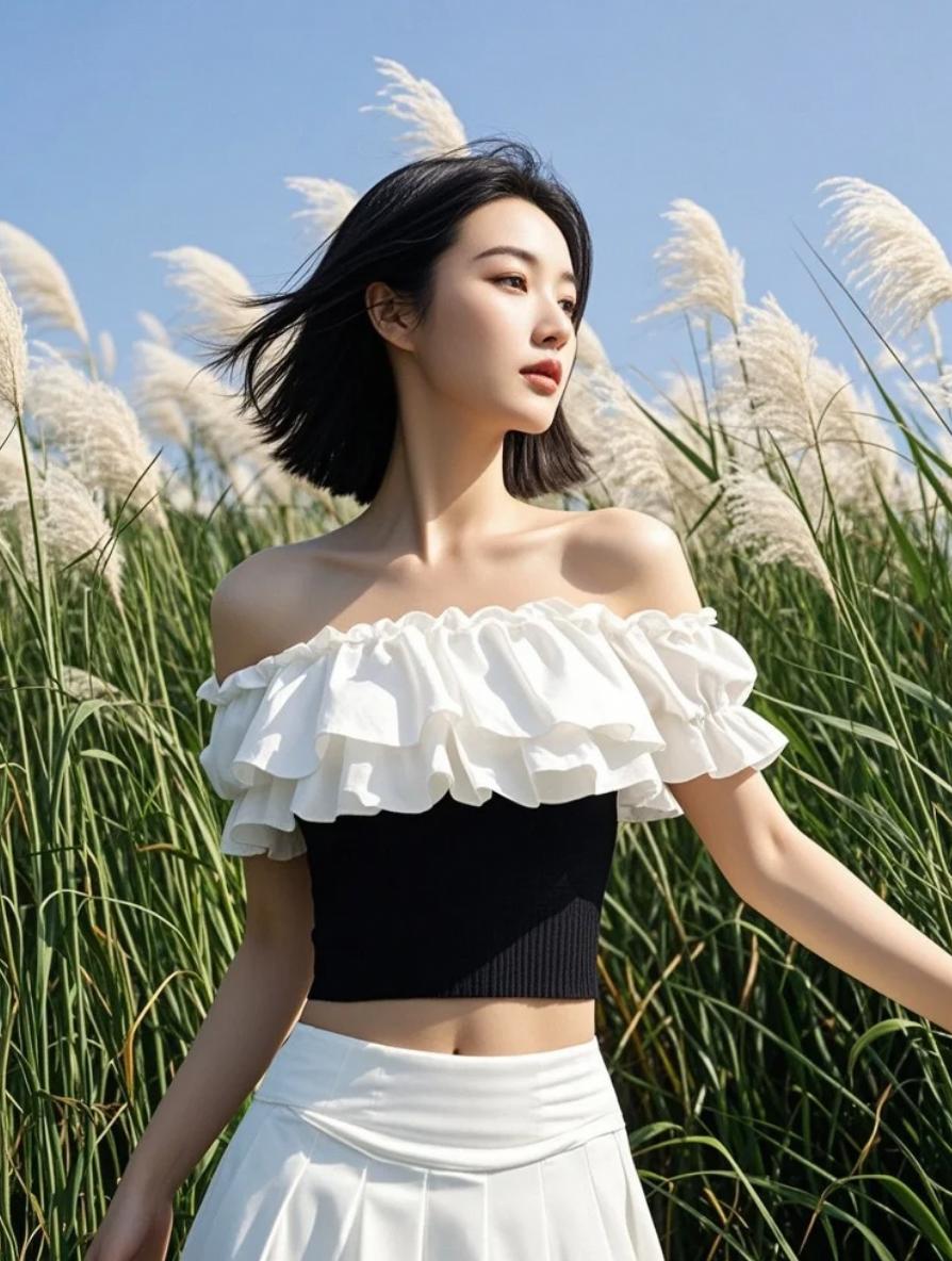 芦苇海+她=？ 用一个公式形容这种美！(例：自由 + 诗意 = 芦苇海)