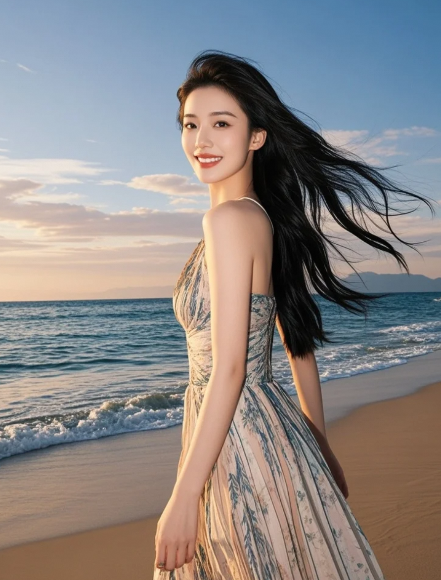 赤足感受细沙，长发感受海风，心感受宁静