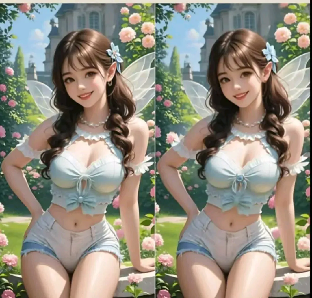考眼力美女找不同，你能找到几处？
找到6处及格
找到8处优秀
找到10处以上封神