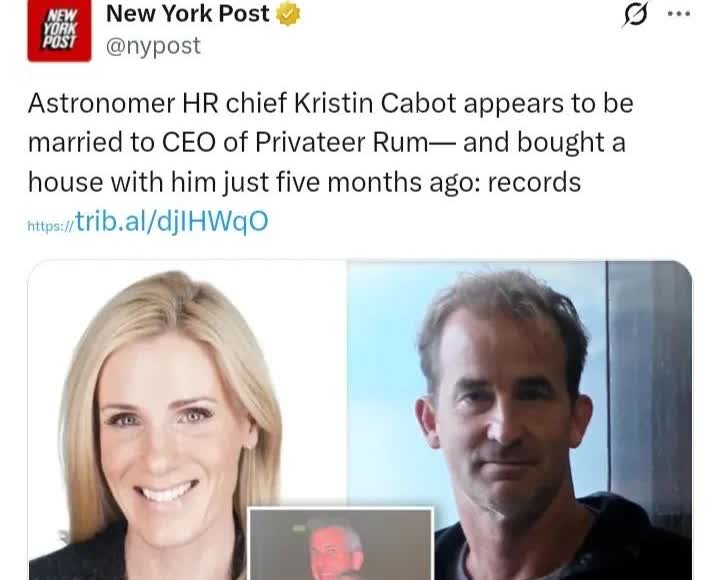 美IT公司出轨的HR总监不仅有老公，还是二婚。
克里斯汀·卡伯特的丈夫安德鲁·