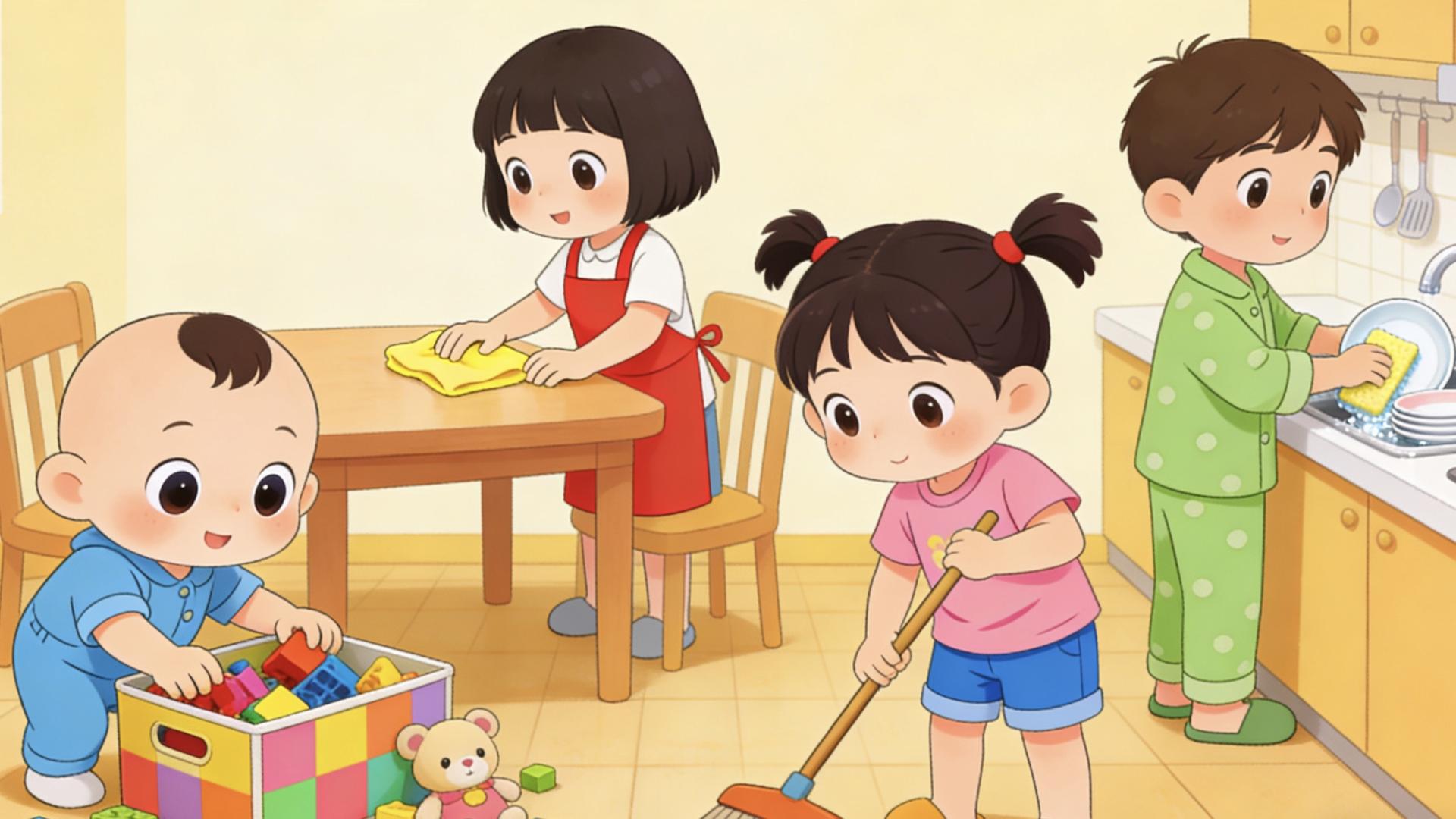 儿童学做家务年龄对照表：从小培养责任感，让孩子赢在生活起跑线