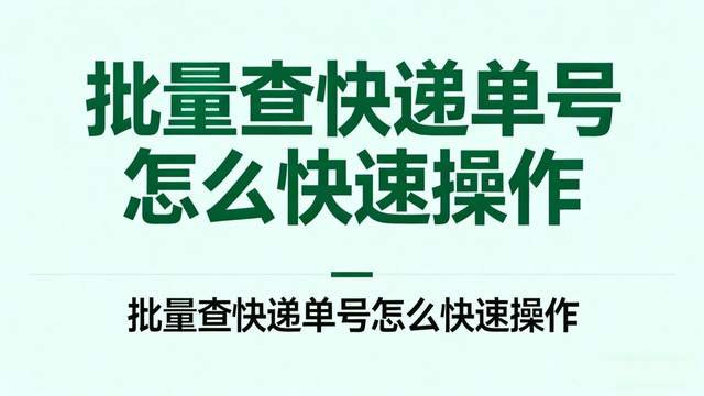 2025 批量查快递软件深度测评：速度 / 稳定 / 功能打分