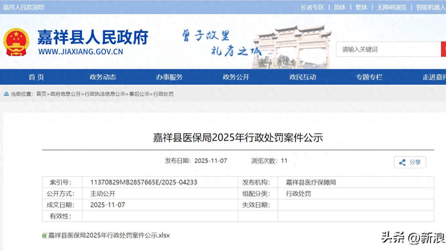 公立、民营医院皆在列！嘉祥医保局行政处罚十家套保单位