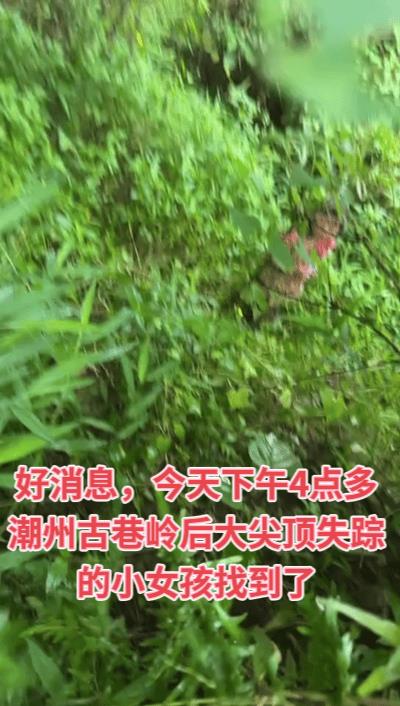 好消息，今天下午4点多，潮州市古巷岭后大尖顶失踪的小女孩找到了，昨晚又是台风又下
