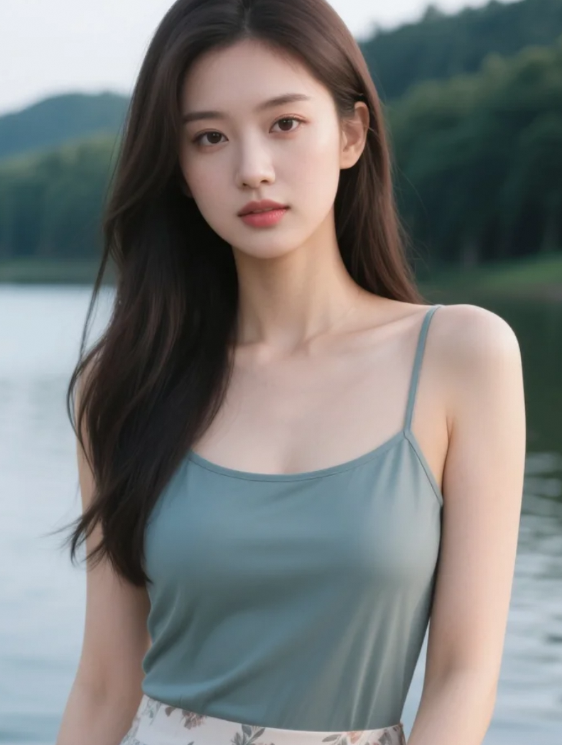 霞光披身立高台，恍如神女下凡尘
