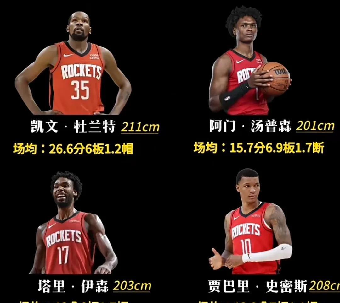 杜兰特在他整个职业生涯都没有遇到过火箭现在这么好的防守环境和资源，看看站在他身边