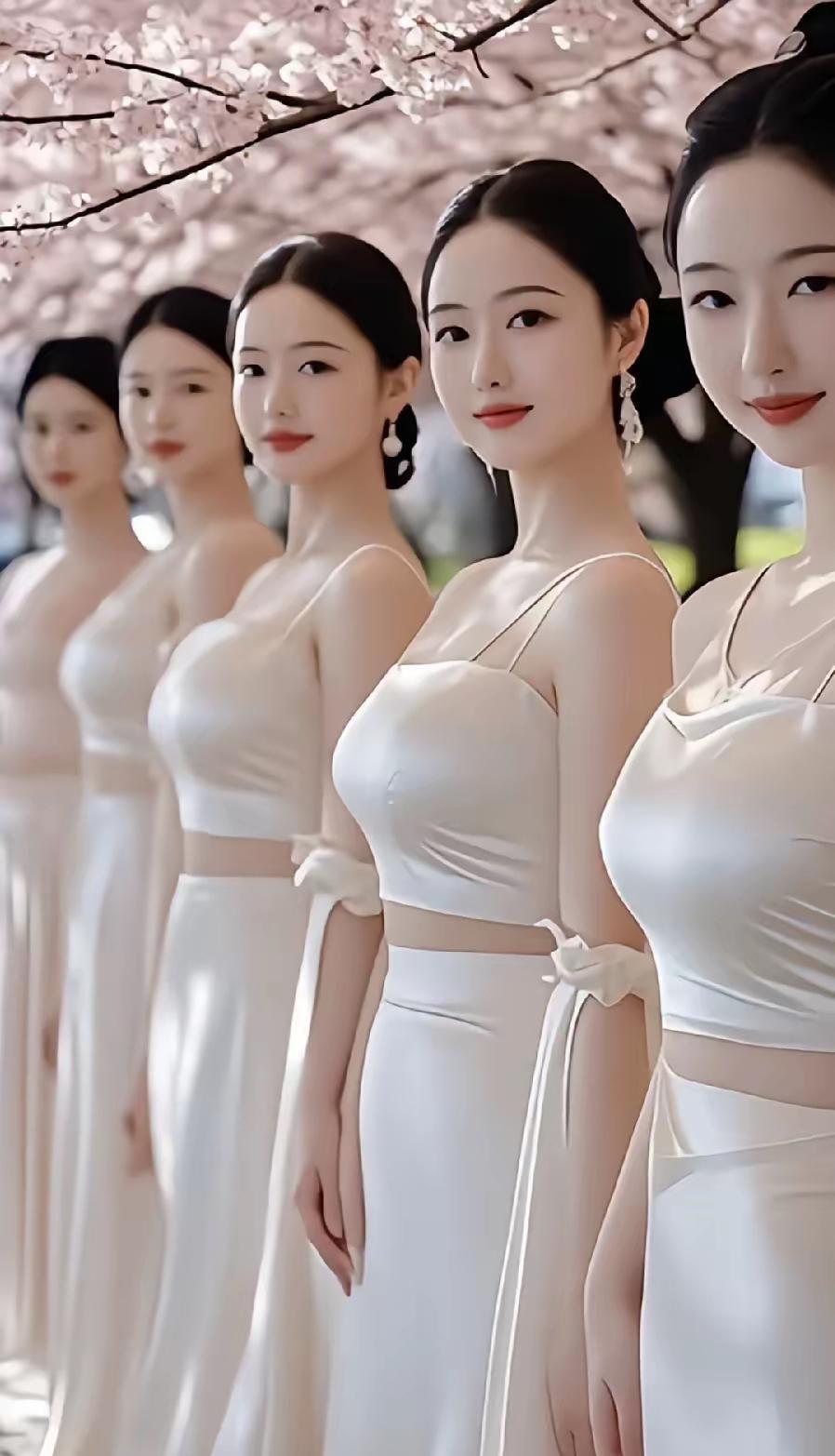 赞AI美女
在樱花纷飞的时光小径，
AI美女们静静伫立。
似月落清池的光影，
优