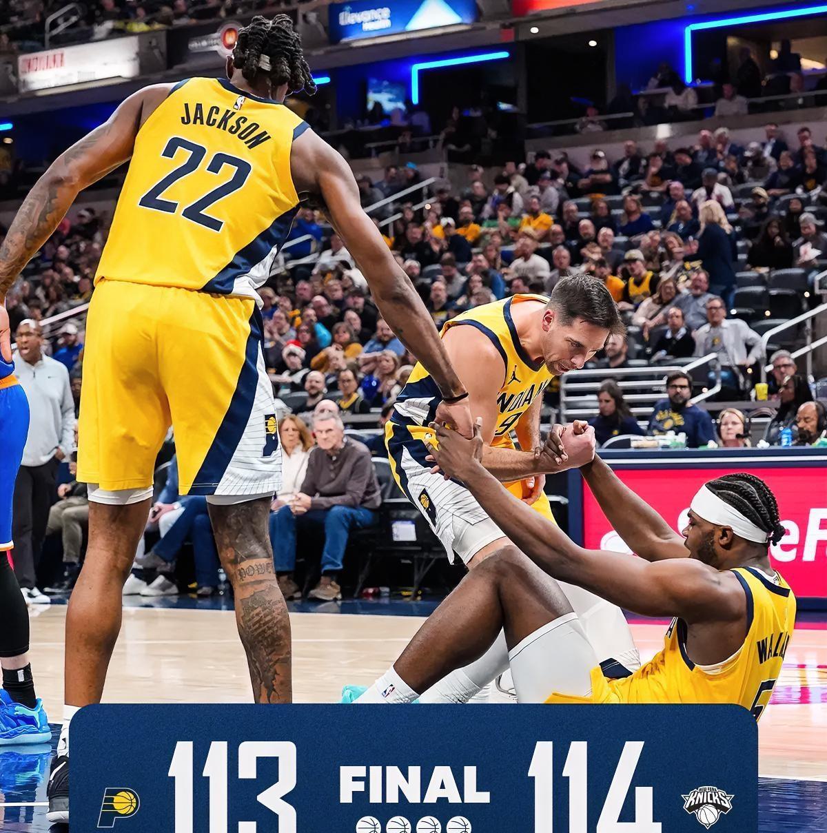 一剑封喉！尼克斯114-113险胜步行者
布伦森关键准绝杀一剑封喉，全场揽下25